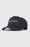 Armani Exchange șapcă din bumbac culoarea albastru marin, cu imprimeu