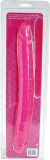 Dildo Dublu Clear Soft, Roz, 33 cm