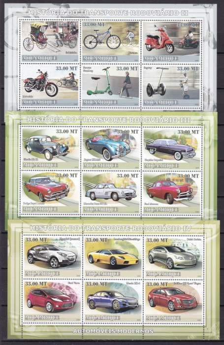 Mozambic 2009 transporturi automobile 5 kleib.+ 5 bl. MNH w58