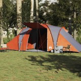 VidaXL Cort de familie cupolă 6 persoane, gri/portocaliu, impermeabil