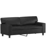 Cumpara ieftin Canapea cu 2 locuri, negru, 140 cm, piele ecologica