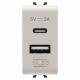 Priza USB tip A+C 1M 5V Gewiss Chorus bej satinat MAT GW13449