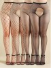 Set 4 Ciorapi Crotchless din Plasa, Negru, S-L