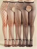 Set 4 Ciorapi Crotchless din Plasa, Negru, S-L