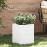vidaXL Vază pentru Grădină Alb 32 x 32 x 40 cm Oțel laminat la rece