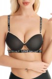 Sutien Sport Plaja BRA111-1 Negru, Buretat, Bretele Reglabile, Banda Inscriptionata, Marimi S, M, S/M