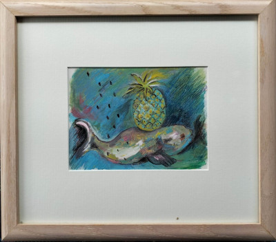 Tablou decorativ, leu de mare cu ananas foto