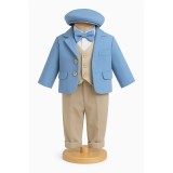 Cumpara ieftin Costum botez bleu 5 piese - DPH316