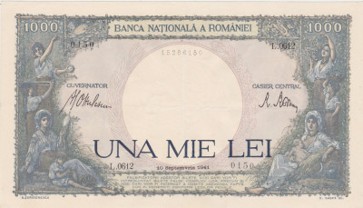 ROMANIA 1000 lei 1941 VF+ foto