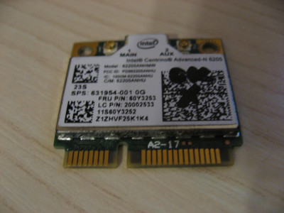 Placa wireless laptop Lenovo W520, Intel Advanced-N 6205, 60Y3253, 631954-001 foto