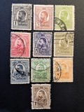 Regele Carol I ( "Tipar &icirc;n Oval / Uniformă Militară", 1908&ndash;1909) - Serie/Lot de 10 Mărci Poștale (1b p&acirc;nă la 1 LEU, Dintelate, Ștampilate) RO1