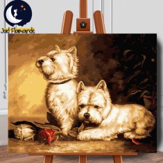 Set pictura pe numere (panza) Catei Westie 40x50 cm foto