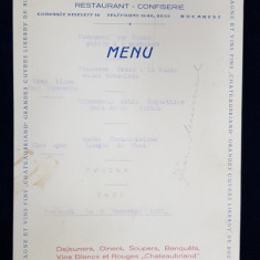 RESTAURANT - CONFISERIE ' CHATEAUBRIAND ' , MENU , 2 NOIEMBREIE 1930