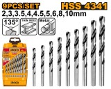 Set Burghie Metal 9 buc AKD1095 &ndash; HSS 4341, 2-10mm, Burghie Elicoidale Precizie pentru Otel si Metale