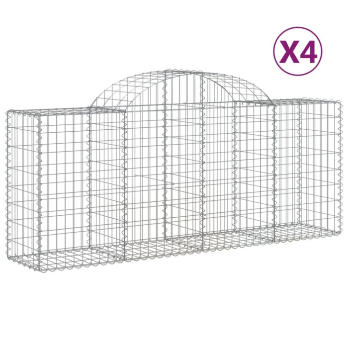 Cosuri gabion arcuite 4 buc, 200x50x80/100 cm, fier galvanizat