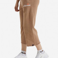 Ellesse pantaloni de trening din bumbac Taran Cropped Jog culoarea maro, medium waist SGM14012-PINK