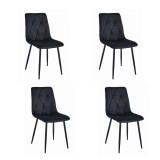 Set 4 scaune bucatarie/living, Artool, Libra, catifea, metal, negru, 44x40x88.5 cm