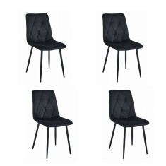 Set 4 scaune bucatarie/living, Artool, Libra, catifea, metal, negru, 44x40x88.5 cm