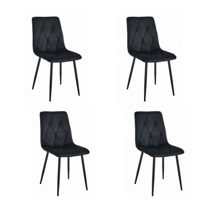 Set 4 scaune bucatarie/living, Artool, Libra, catifea, metal, negru, 44x40x88.5 cm foto