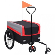 vidaXL Remorca bicicleta &amp;amp; carucior 2-in-1 XXL, ro?u, gri ?i negru foto