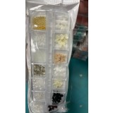 Figuri volumetrice 3D pentru manichiură, set pietre, funde, perle