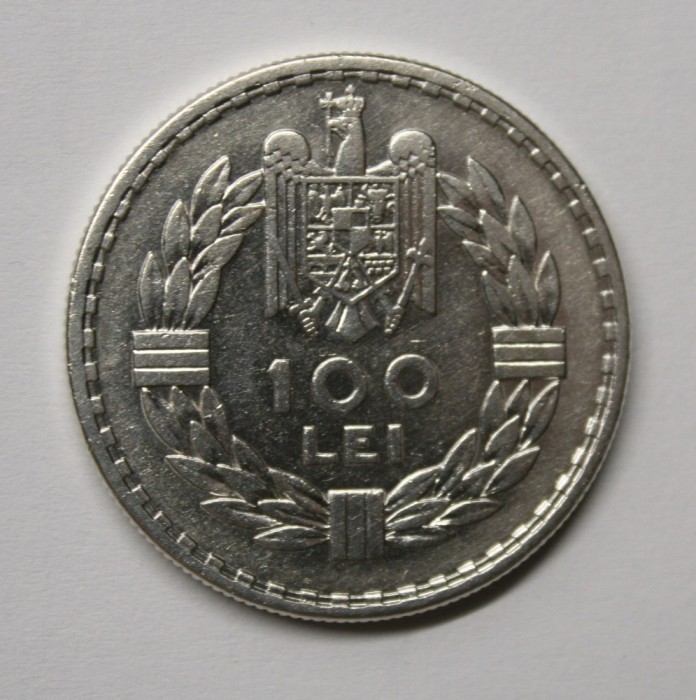 100 LEI 1932 . LONDRA . DETALII FRUMOASE . ARGINT .