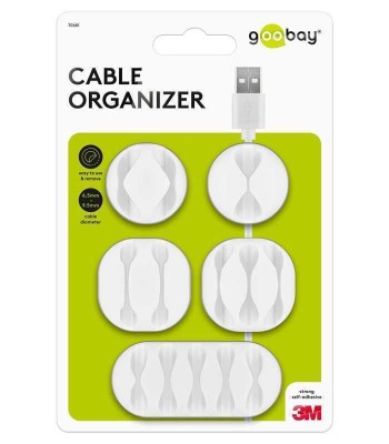 Cleme pentru gestionarea cablurilor Goobay set 5buc alb foto