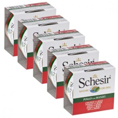 Schesir dog pui ?i vita in gelatina 5 x 150 g foto