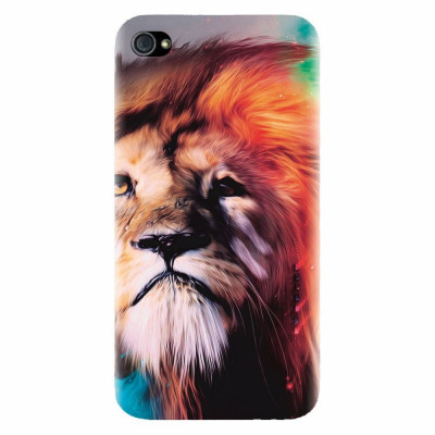 Husa silicon pentru Apple Iphone 4 / 4S, Awesome Art Of Lion foto