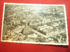 Ilustrata Cluj - Vedere Generala aero 1938 , are un pliu vertical foto