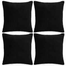 Huse De Perne Decorative 4 Buc Velur 50x50 cm Negru 132934