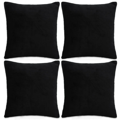 Huse De Perne Decorative 4 Buc Velur 50x50 cm Negru 132934 foto