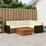 vidaXL Set de canapele de exterior 5 pcs Natural și Crem 3383333