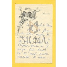 Scrisoare cu antet, Grand Hotel du Boulevard Bucuresti, grafica Mutzner