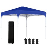 Pavilion pentru gradina/comercial, cadru metalic, material Oxford, inaltime reglabila, cu husa, contragreutati, albastru, 2.53x2.53x2.68 m, ART