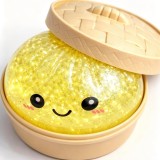 Jucarie antistres Squishy Dumpling cu sclipici si recipient 10 cm