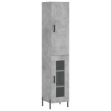 Dulap inalt, gri beton, 34,5x34x180 cm, lemn prelucrat