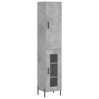 Dulap inalt, gri beton, 34,5x34x180 cm, lemn prelucrat foto