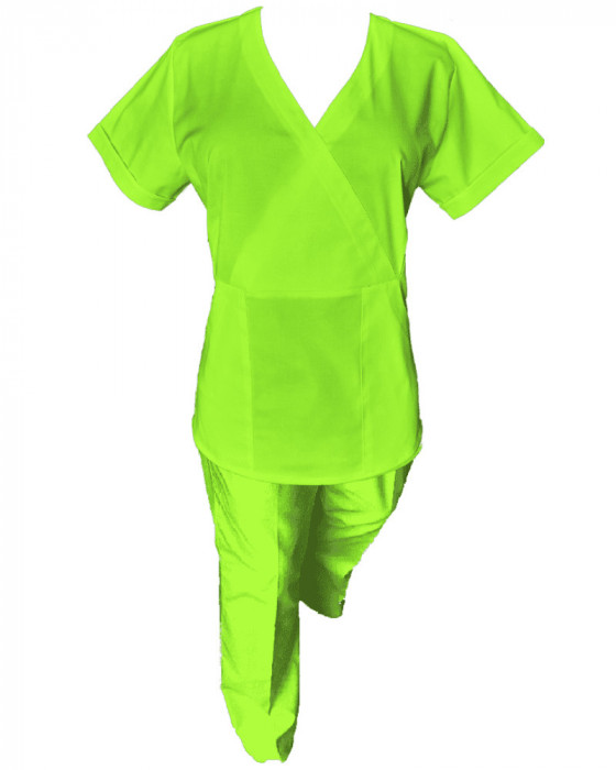 Costum Medical Pe Stil, Verde Lime, Model Marinela - 4XL, S