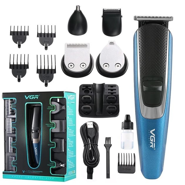 Mașină de tuns părul, nasul, barba, aparat de ras VGR V-172 6 &icirc;n 1 &ndash; trimmer re&icirc;ncărcabil și fără fir, &icirc;n culo