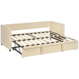 HOMCOM Cadru de canapea-pat 2-&icirc;n-1, canapea 2 locuri și pat dublu, compatibil cu două saltele de 90 x 190 cm | Aosom Romania
