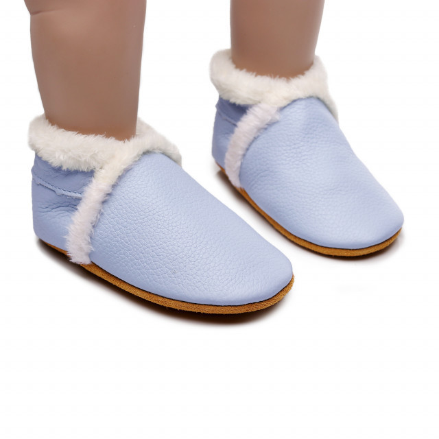 Pantofiori bleu imblaniti pentru fetite - Lulu (Marime Disponibila: 6-9 luni