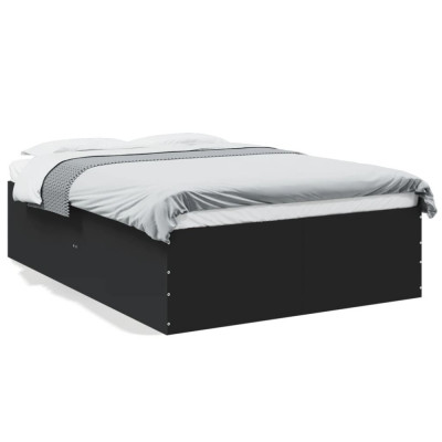 vidaXL Cadru de pat, negru, 120x190 cm, lemn prelucrat foto