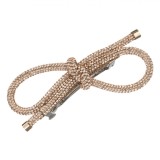 Clamă Păr Femei, Fundiță șiret cu Strasuri, Culoare Bronz, 11cm