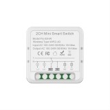 Mini Releu 2 Canale inteligent Wi-Fi, programabil, Compatibil cu app Tuya, Smart Life, Control vocal, Alexa, Amazon, Google Home, 10A @SmartWiz smw23