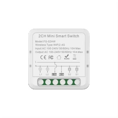 Mini Releu 2 Canale inteligent Wi-Fi, programabil, Compatibil cu app Tuya, Smart Life, Control vocal, Alexa, Amazon, Google Home, 10A @SmartWiz smw23 foto