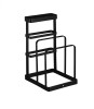 Suport 2 in 1 pentru cutite si tocatoare, Metal, Negru