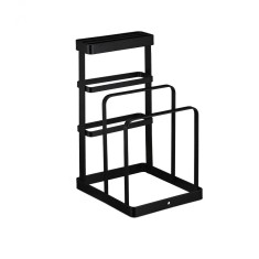 Suport 2 in 1 pentru cutite si tocatoare, Metal, Negru