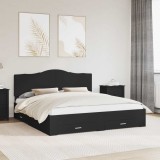 vidaXL Cadru de pat cu headboard Negru 200 x 200 cm Lemn compozit 3413563