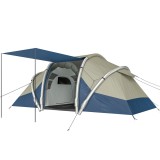 Outsunny Cort gonflabil 4 persoane Montare rapidă Camping exterior cu 2 dormitoare, ferestre din plasă, pridvor | Aosom Romania